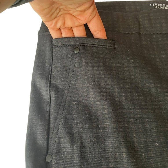 Liverpool Pencil Skirt‎ Womens Sz 10/30 Gray Plaid Pockets Stretch Elastic Waist - Picture 3 of 10